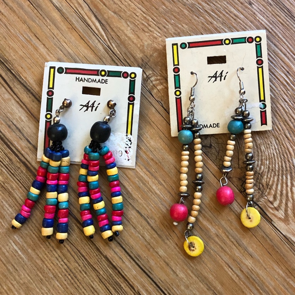 Boho Wood Colorful Earrings